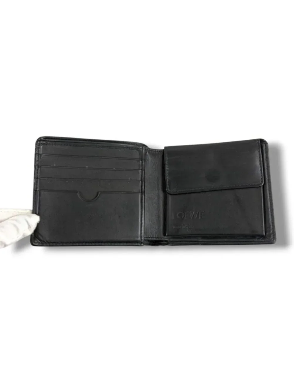 Loewe Puzzle Tricolor Compact Wallet Bifold Navy Anagram Logo Leather